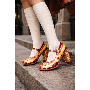 Hot Chocolate Design Mary Jane Heels Floral Retro Platform Pumps Women EU41 /11